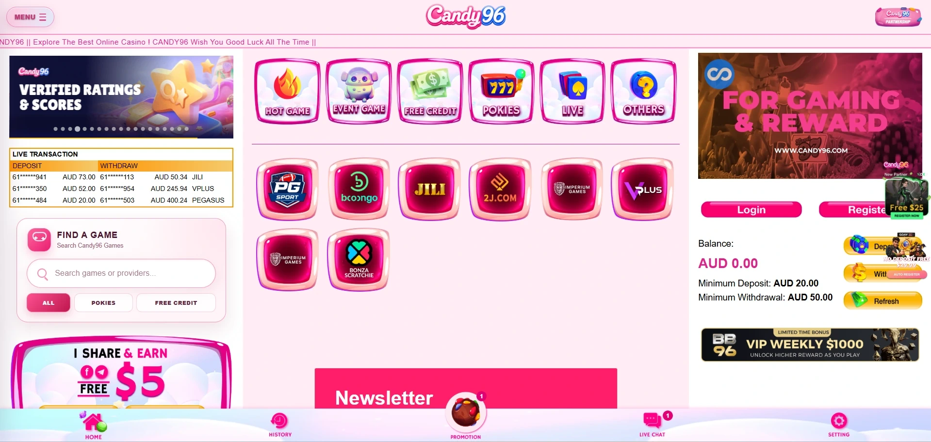 Candy96 Candy 96 online casino Australia